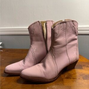 Free People Pink Leather Ankle Boots